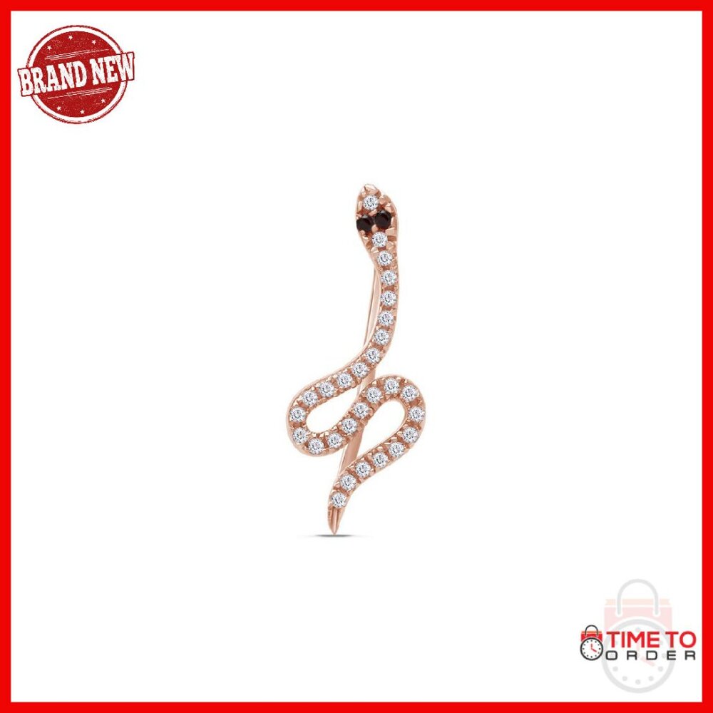 14k Gold Plated Sterling Silver Cubic Zirconia Snake Ear Crawler Earrings